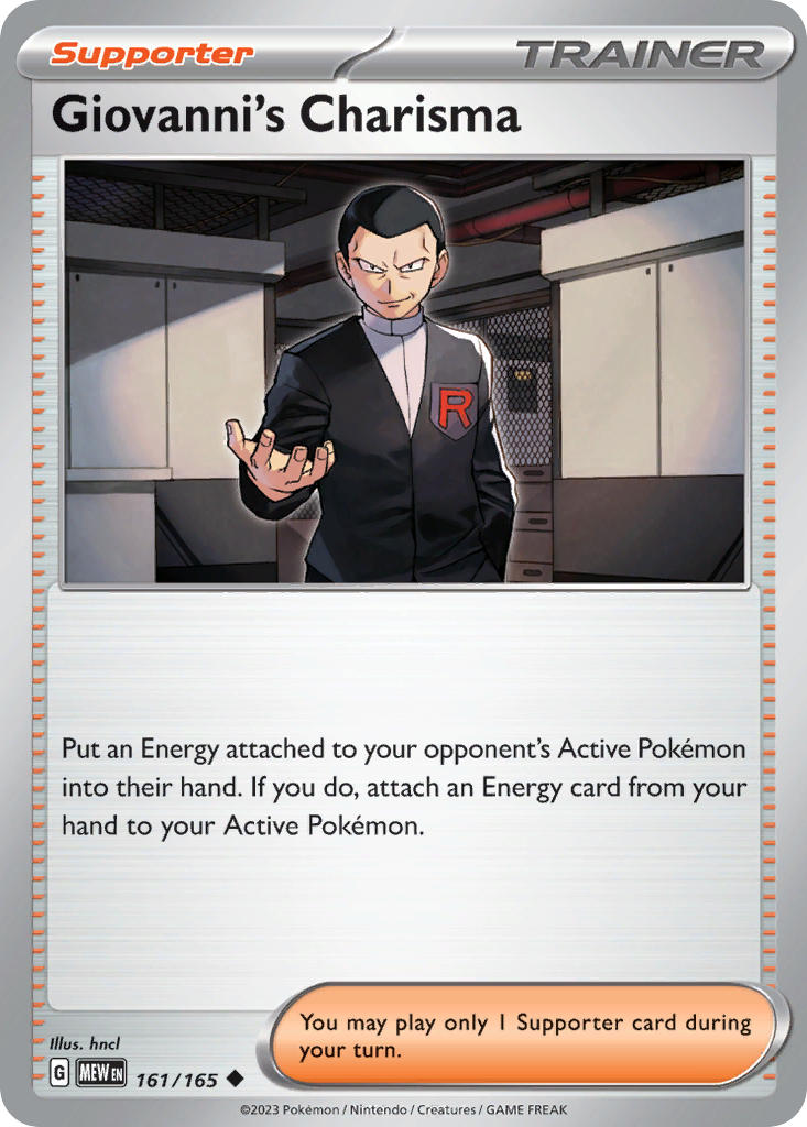 Giovanni's Charisma 161/165 Uncommon 151 Pokémon card