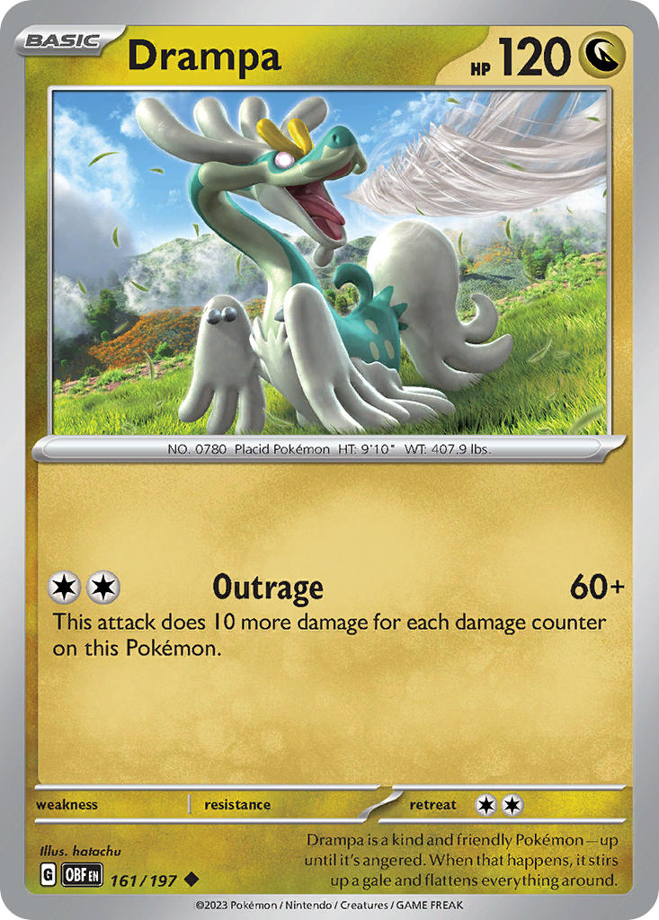 Drampa 161/197 Uncommon Obsidian Flames Pokémon card