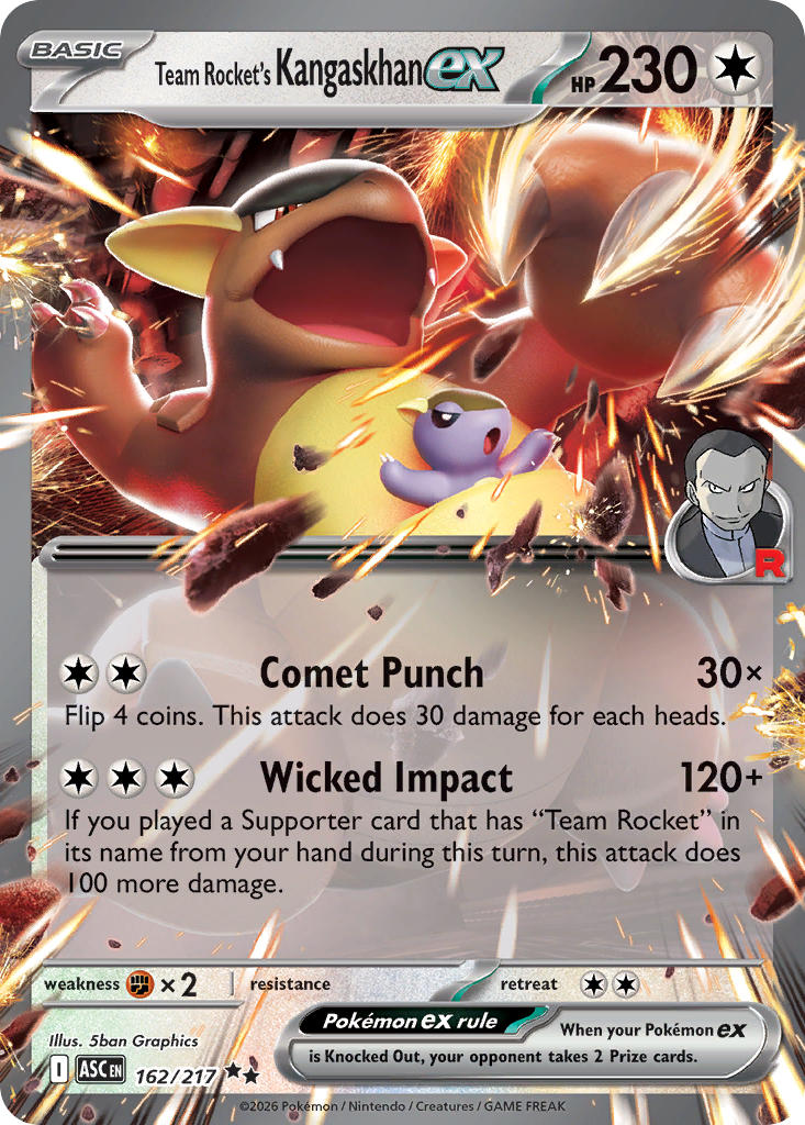 Team Rocket's Kangaskhan EX 162/217 Double Rare Ascended Heroes Pokémon card