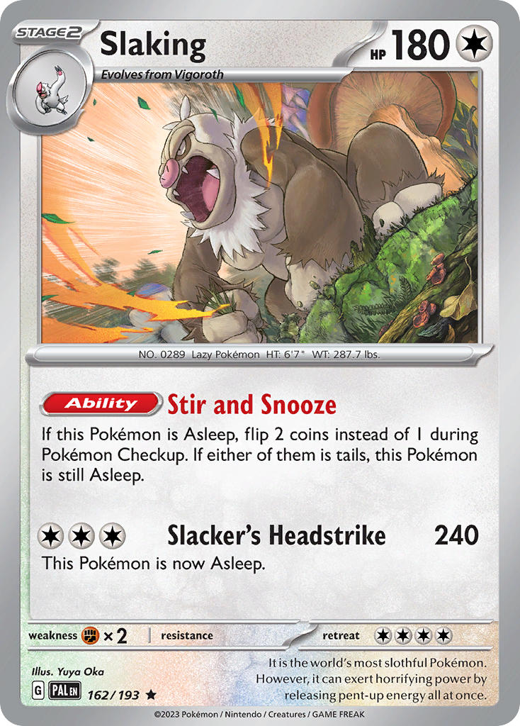 Slaking 162/193 Rare Paldea Evolved Pokémon card