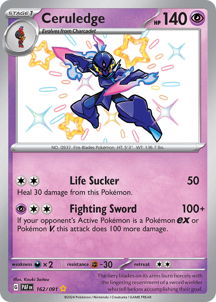 Ceruledge 162/091 Shiny Rare Paldean Fates Pokémon card