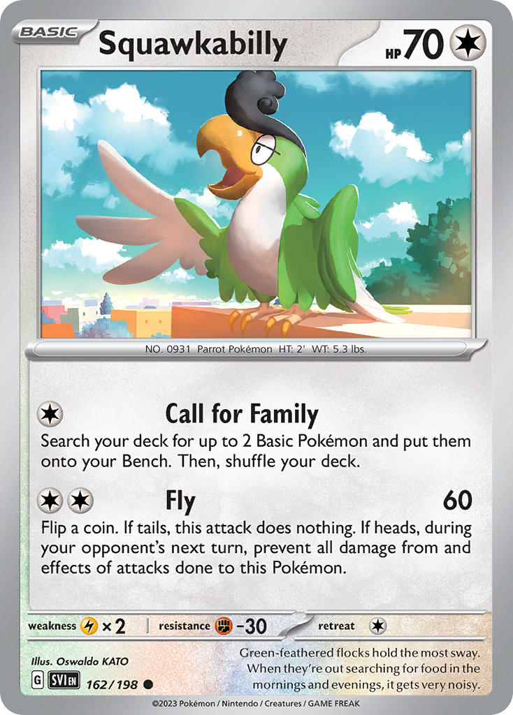 Squawkabilly 162/198 Common Scarlet & Violet Pokémon card