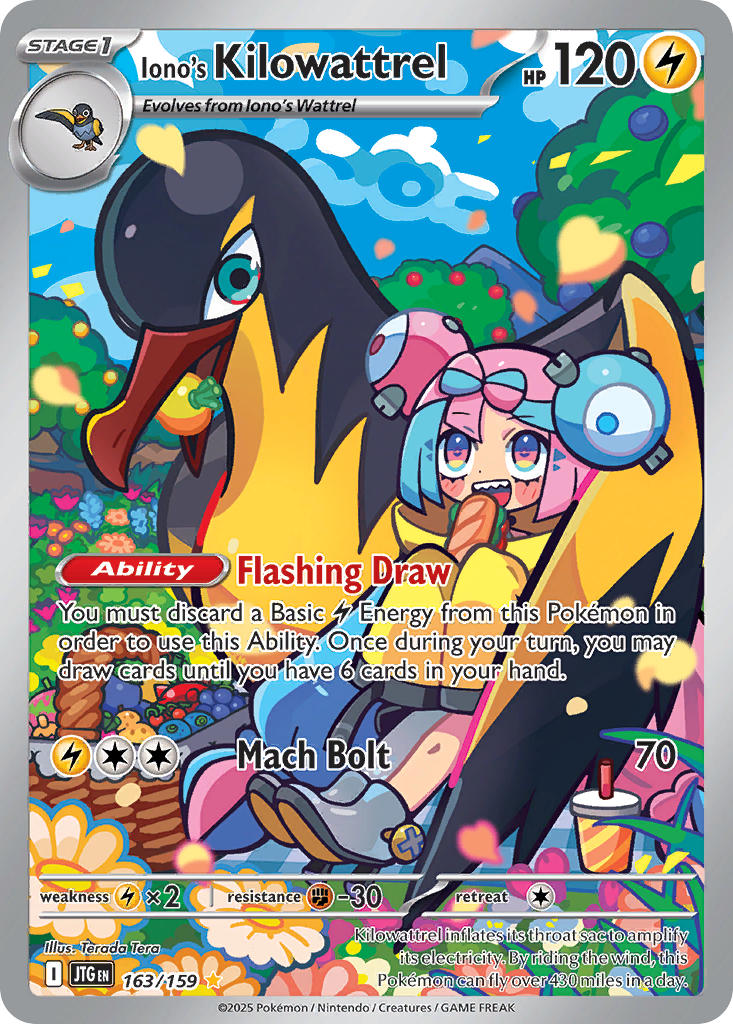 Iono's Kilowattrel 163/159 Illustration Rare Journey Together Pokémon card