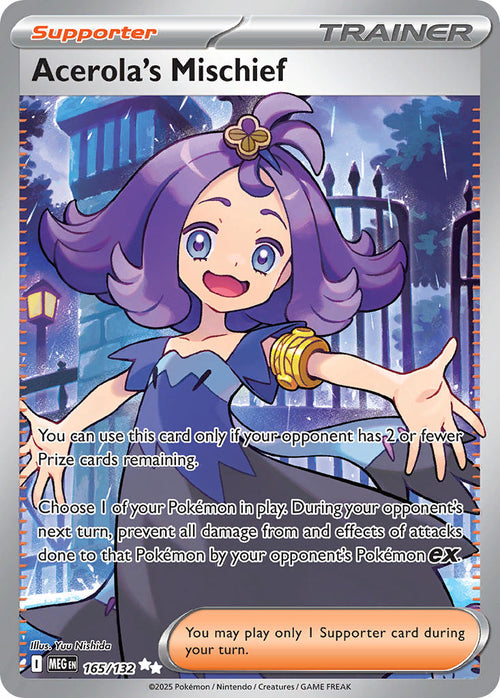 Acerola's Mischief 165/132 Ultra Rare Mega Evolution Pokémon card