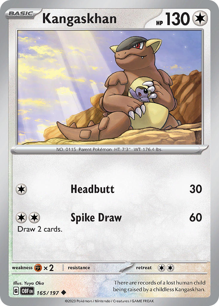 Kangaskhan 165/197 Uncommon Obsidian Flames Pokémon card