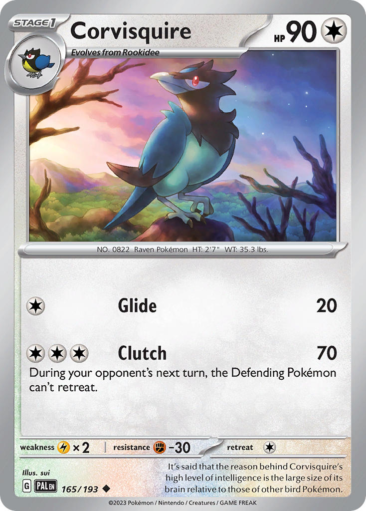 Corvisquire 165/193 Uncommon Paldea Evolved Pokémon card