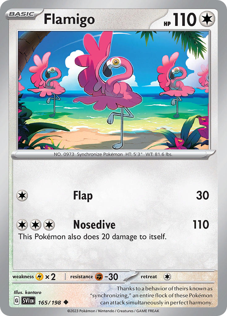 Flamigo 165/198 Uncommon Scarlet & Violet Pokémon card