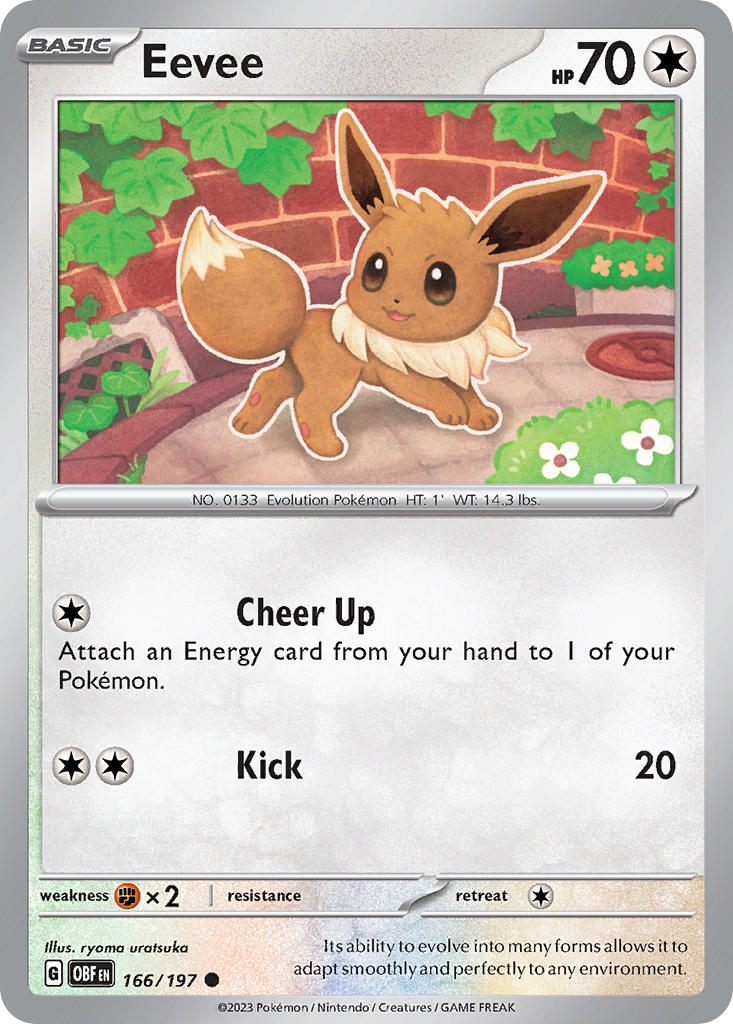 Eevee 166/197 Common Obsidian Flames Pokémon card