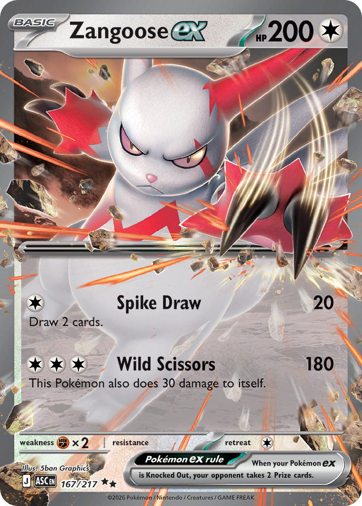 Zangoose EX 167/217 Double Rare Ascended Heroes Pokémon card