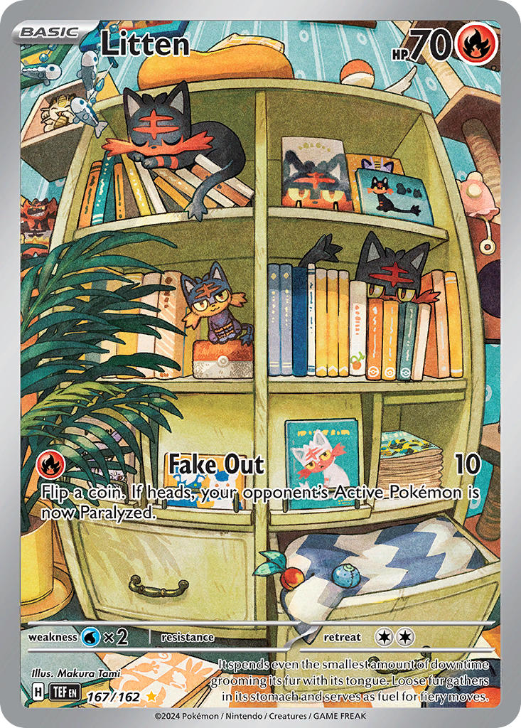 Litten 167/162 Illustration Rare Temporal Forces Pokémon card