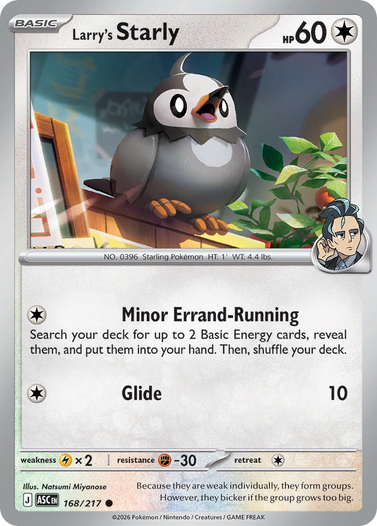 Larry's Starly 168/217 Common Ascended Heroes Pokémon card