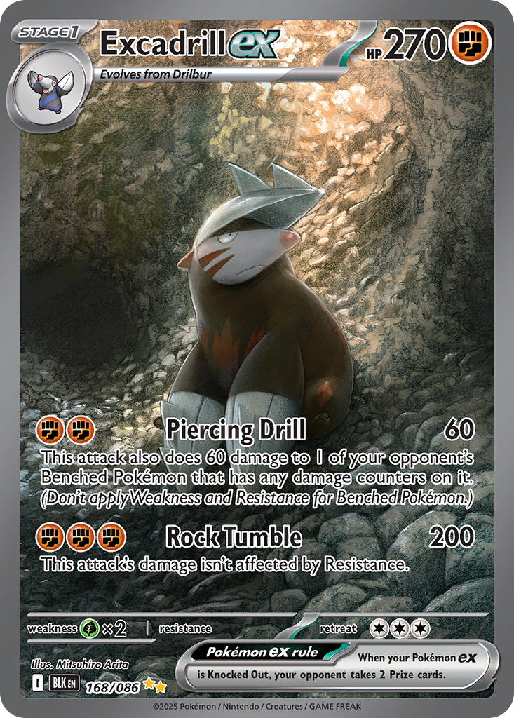 Excadrill EX 168/086 Special Illustration Rare Black Bolt Pokémon card