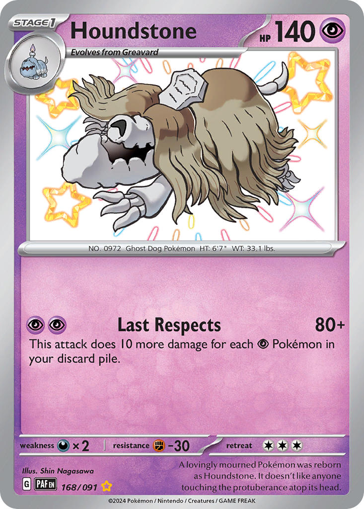 Houndstone 168/091 Shiny Rare Paldean Fates Pokémon card