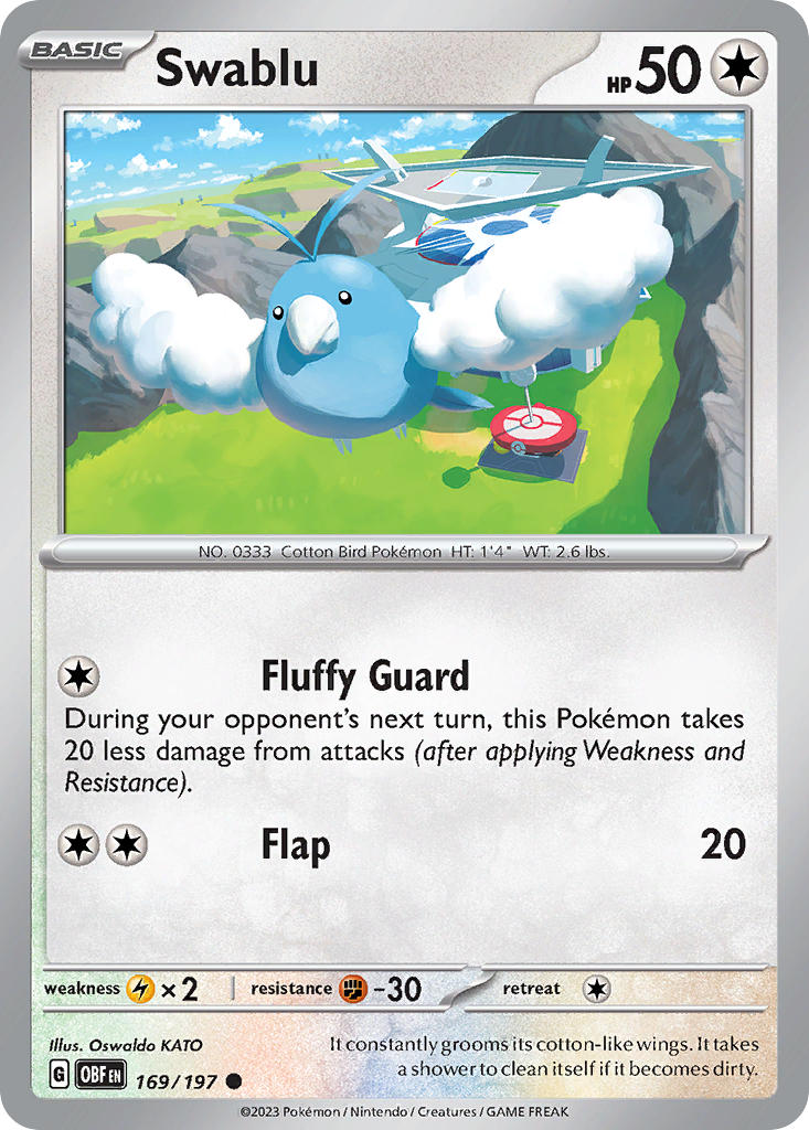 Swablu 169/197 Common Obsidian Flames Pokémon card