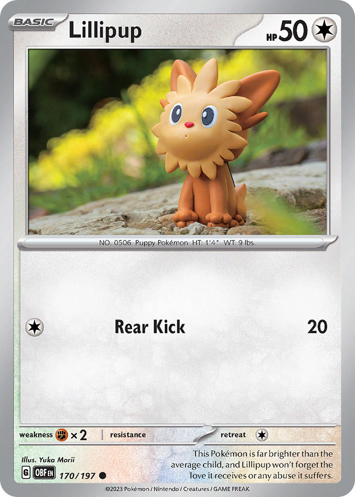Lillipup 170/197 Common Obsidian Flames Pokémon card
