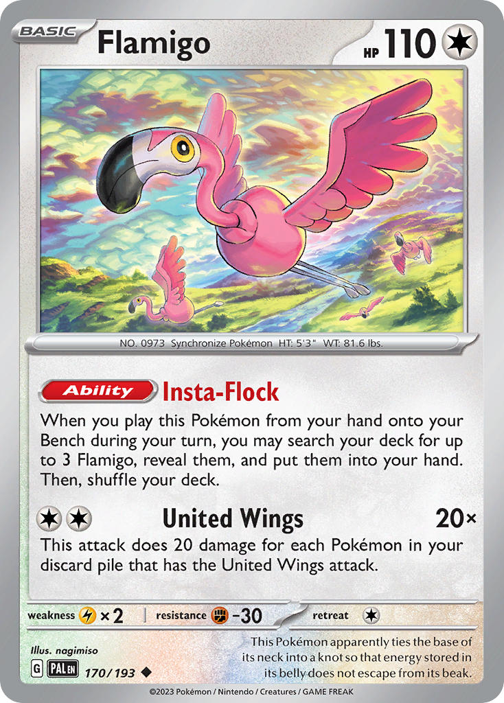 Flamigo 170/193 Rare Paldea Evolved Pokémon card