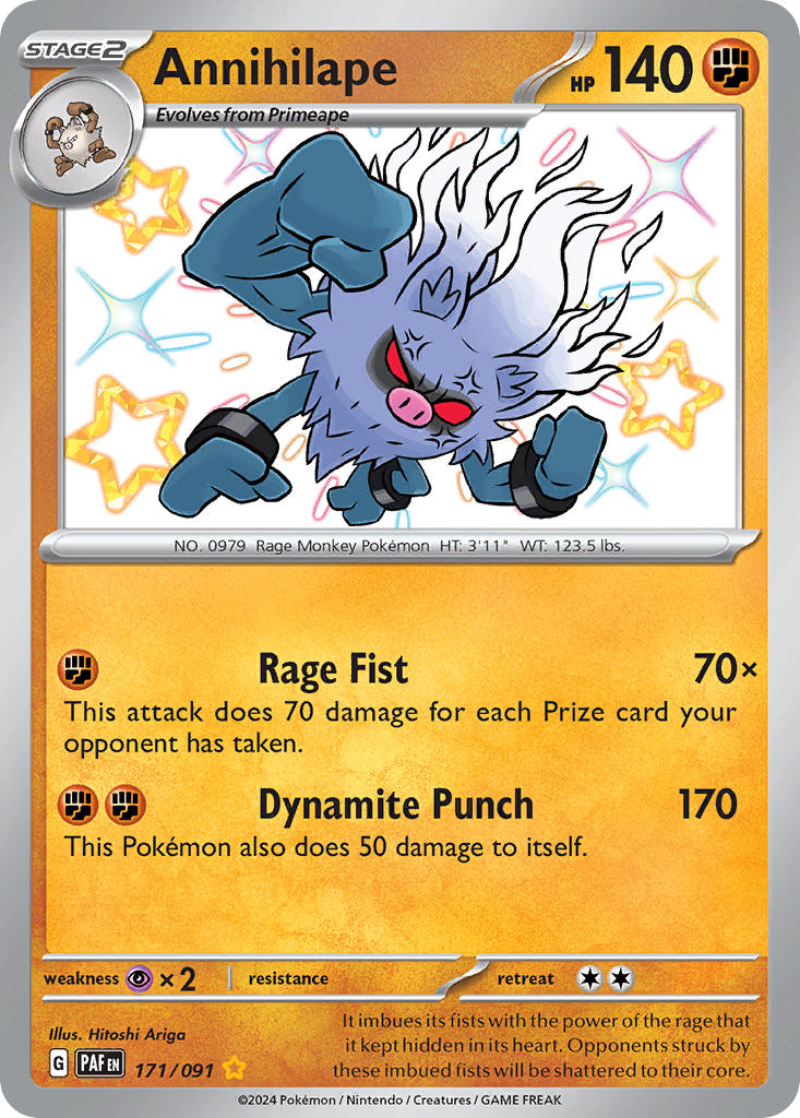 Annihilape 171/091 Shiny Rare Paldean Fates Pokémon card