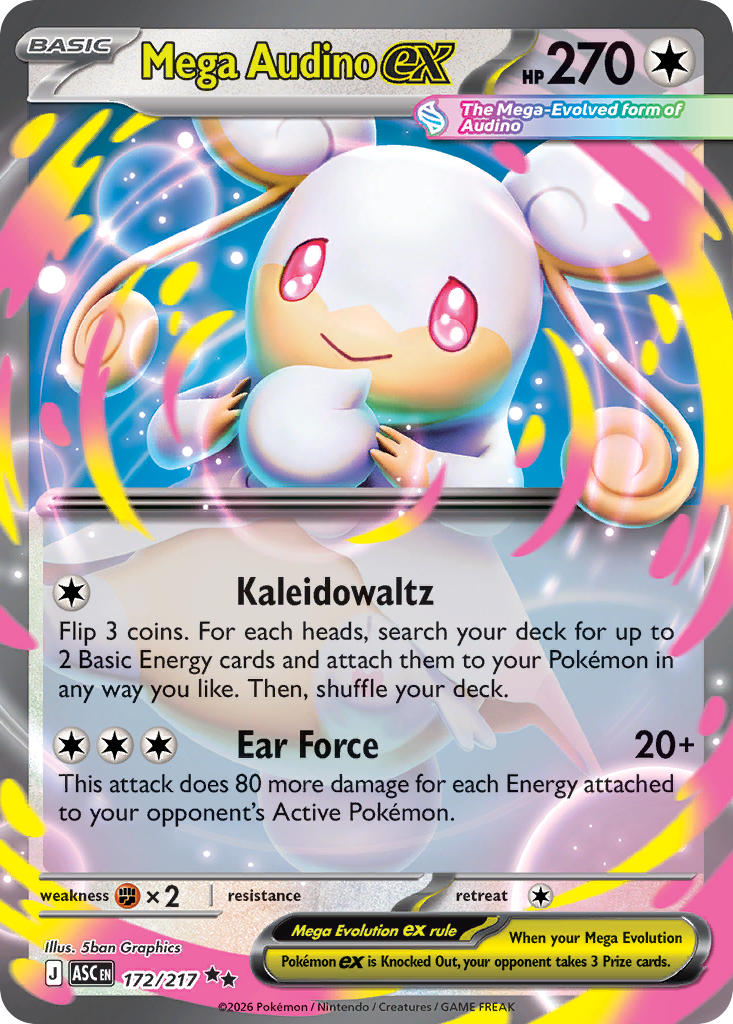 Mega Audino EX 172/217 Double Rare Ascended Heroes Pokémon card