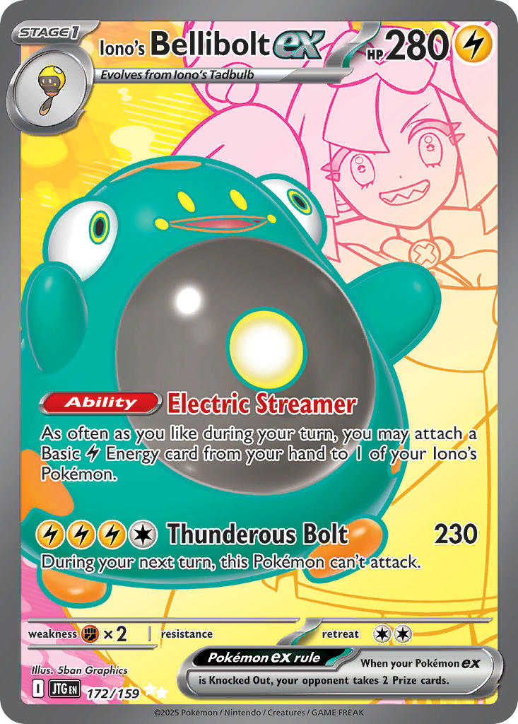 Iono's Bellibolt EX 172/159 Ultra Rare Journey Together Pokémon card