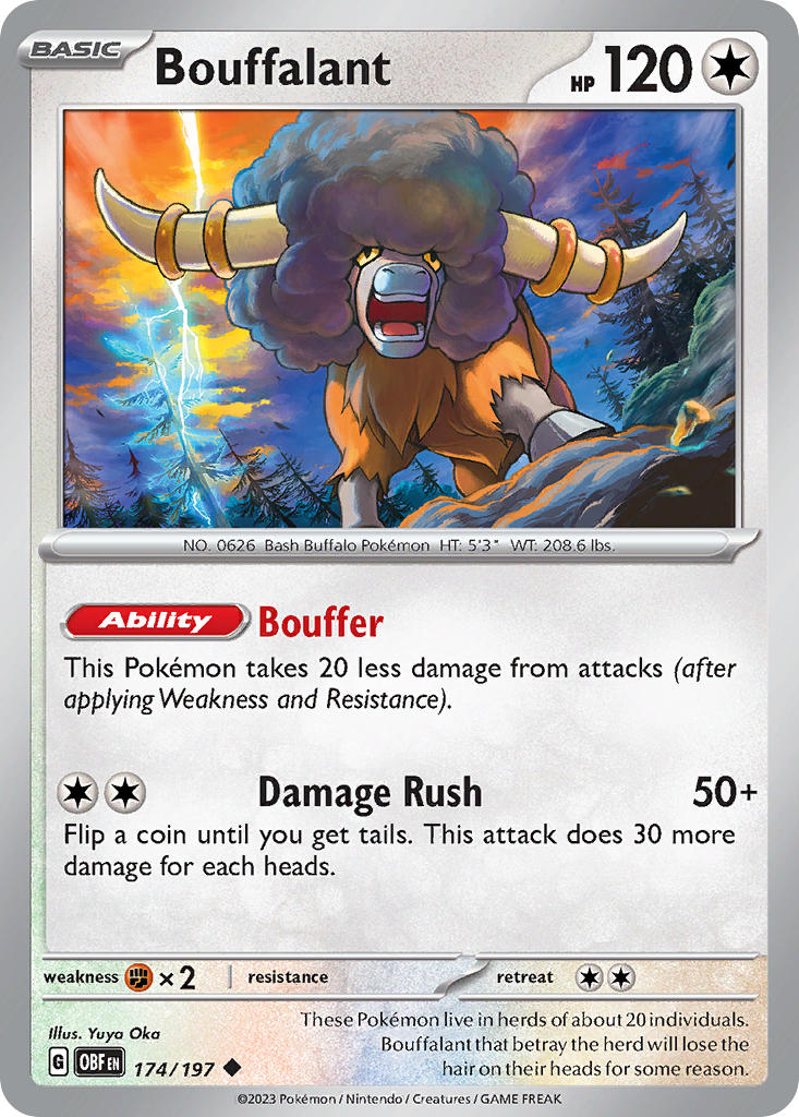 Bouffalant 174/197 Uncommon Obsidian Flames Pokémon card