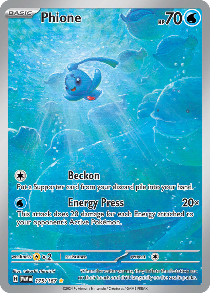 Phione 175/167 Illustration Rare Twilight Masquerade Pokémon card