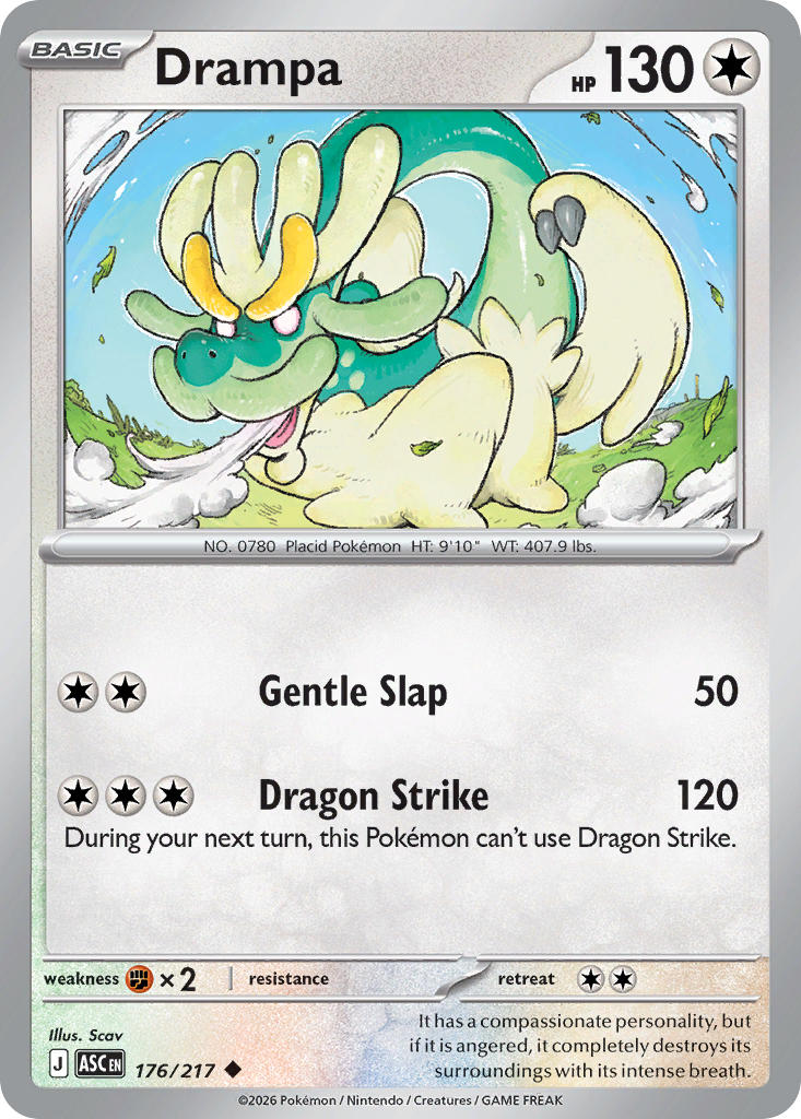 Drampa 176/217 Rare Ascended Heroes Pokémon card