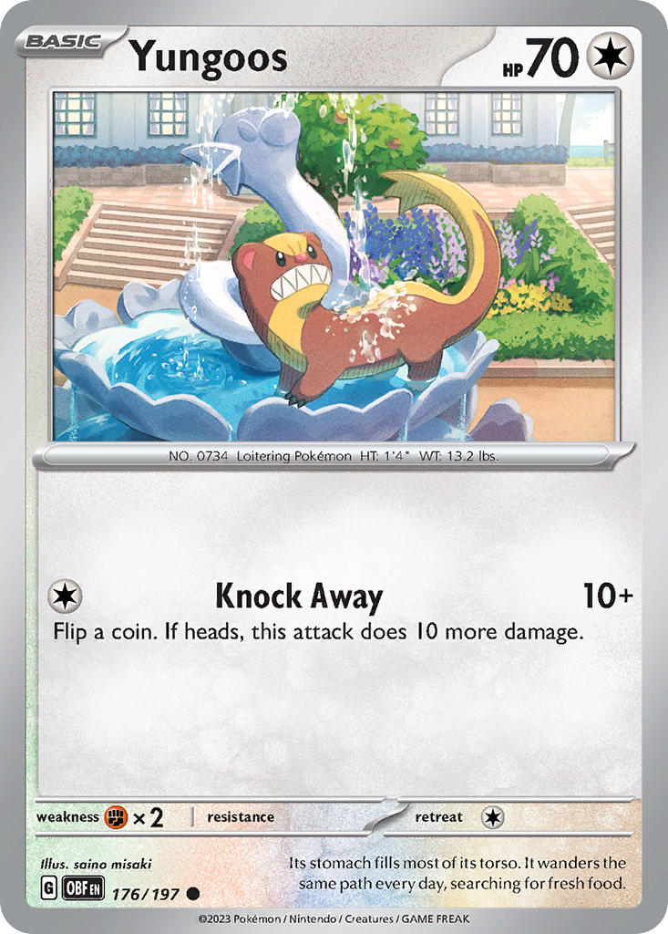 Yungoos 176/197 Common Obsidian Flames Pokémon card