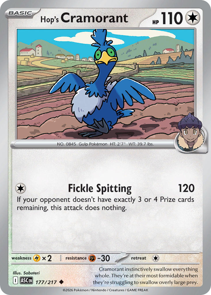 Hop's Cramorant 177/217 Rare Ascended Heroes Pokémon card