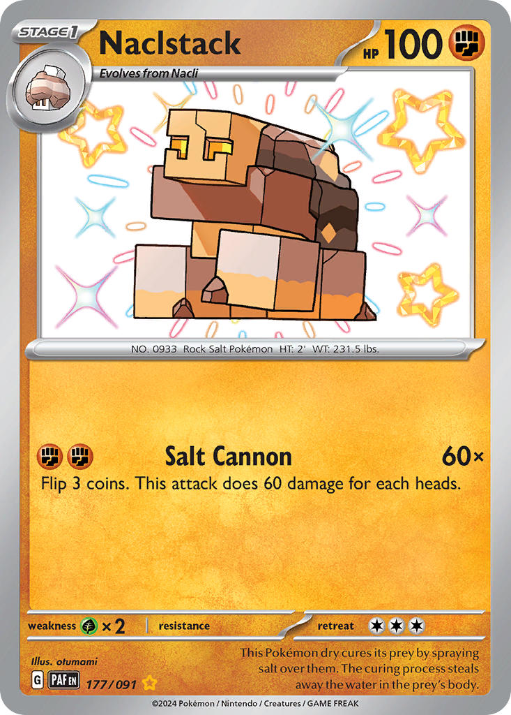 Naclstack 177/091 Shiny Rare Paldean Fates Pokémon card