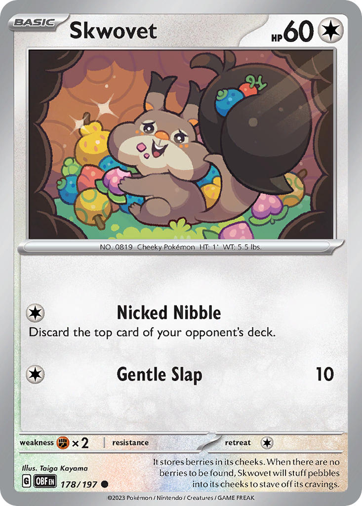 Skwovet 178/197 Common Obsidian Flames Pokémon card