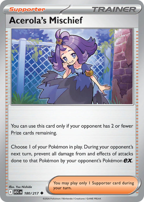 Acerola's Mischief 180/217 Uncommon Ascended Heroes Pokémon card