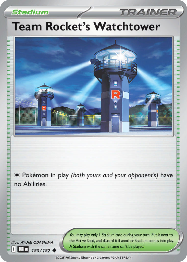 Team Rocket's Watchtower 180/182 Common Destined Rivals Pokémon card