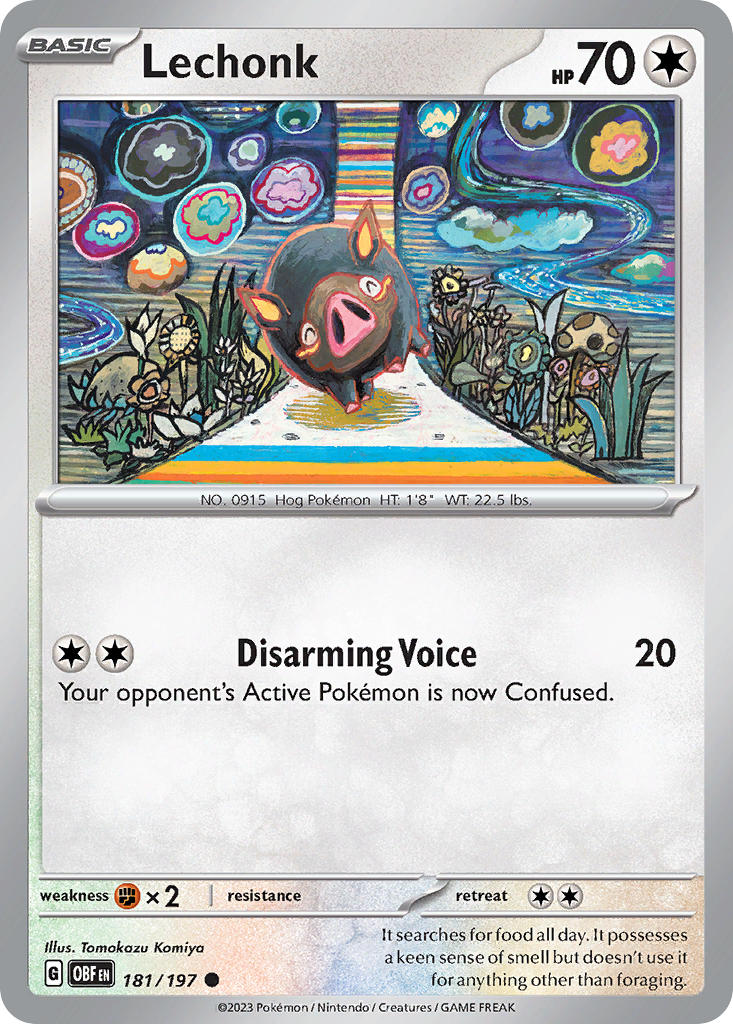 Lechonk 181/197 Common Obsidian Flames Pokémon card