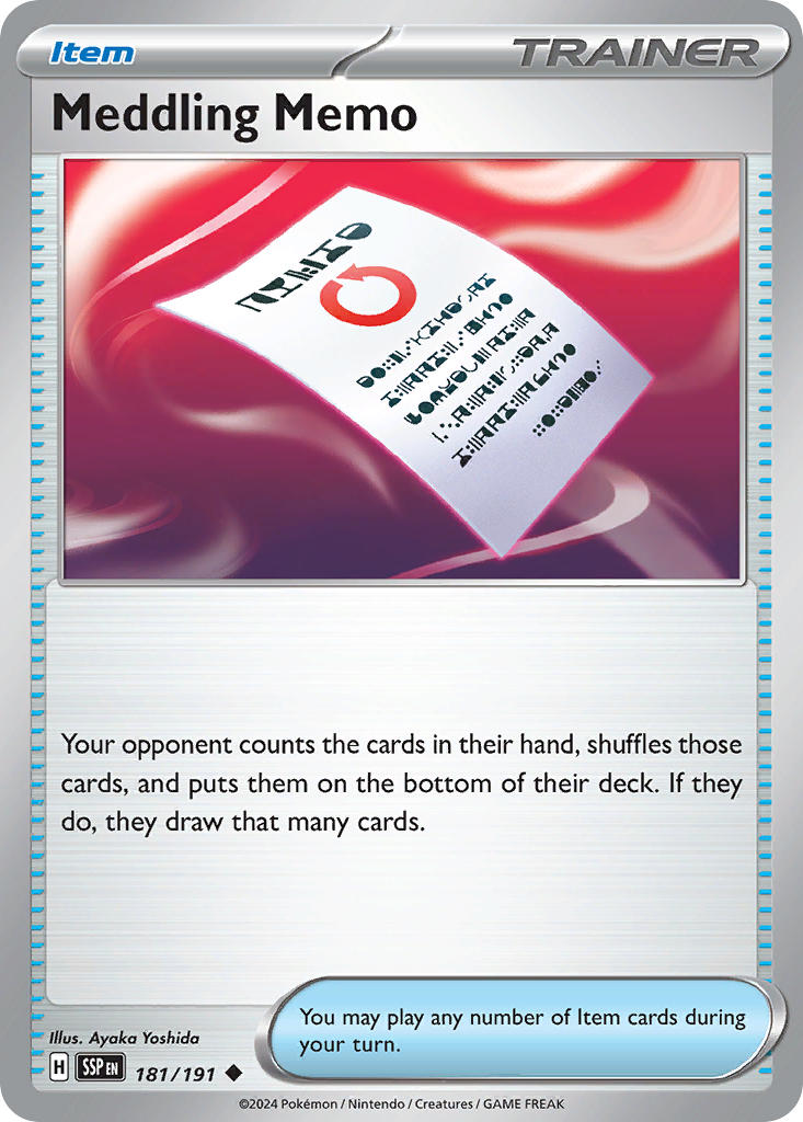 Meddling Memo 181/191 Common Surging Sparks Pokémon card