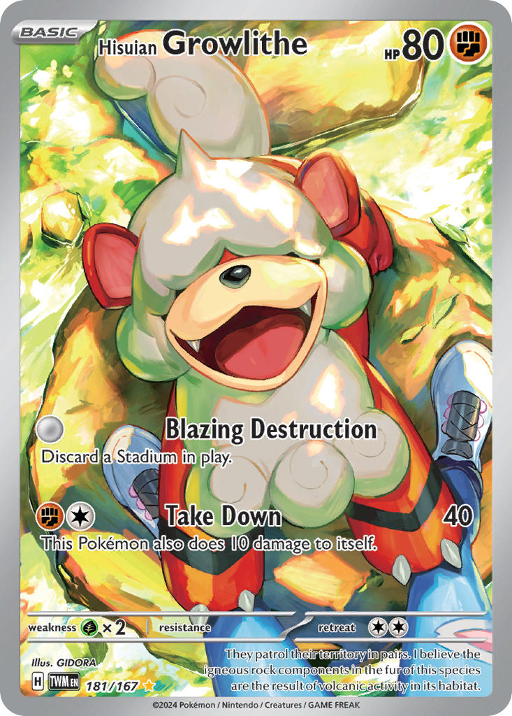 Hisuian Growlithe 181/167 Illustration Rare Twilight Masquerade Pokémon card