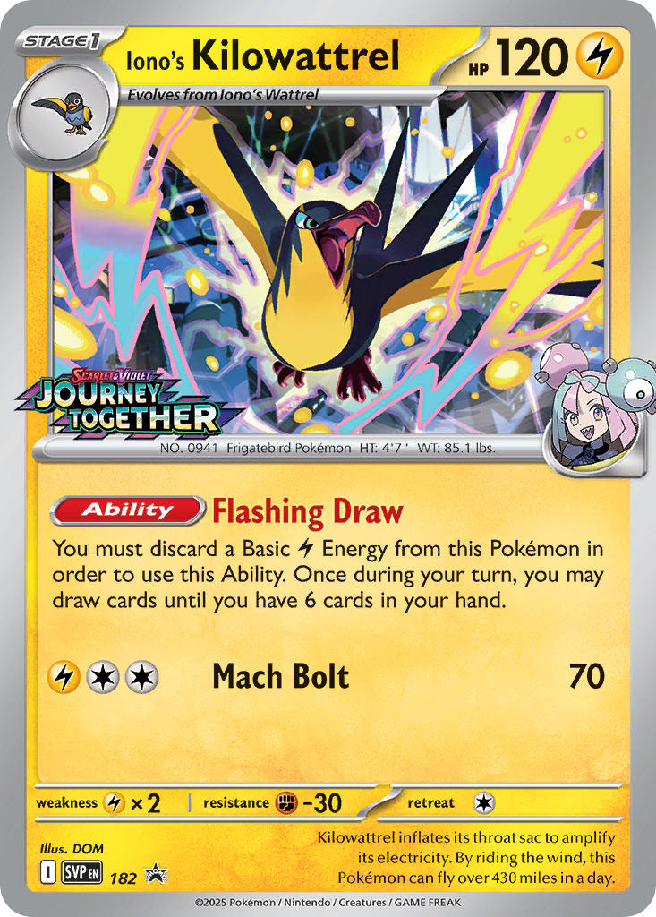Iono's Kilowattrel 182/SVP Promo Scarlet & Violet Promos Pokémon card