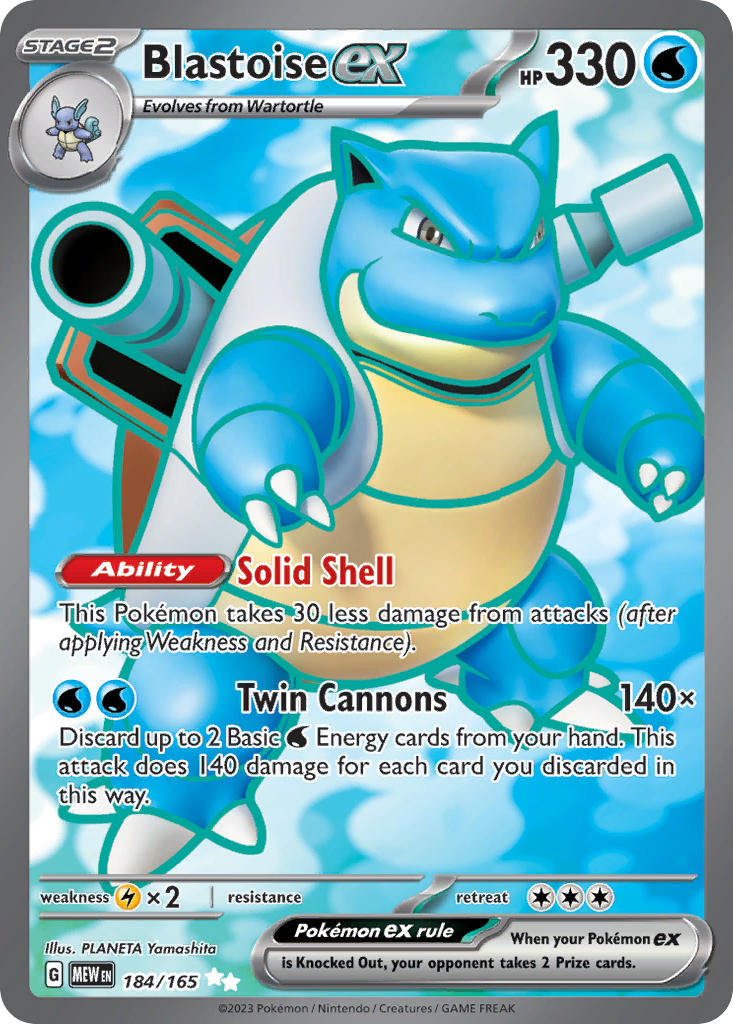 Blastoise EX 184/165 Ultra Rare 151 Pokémon card