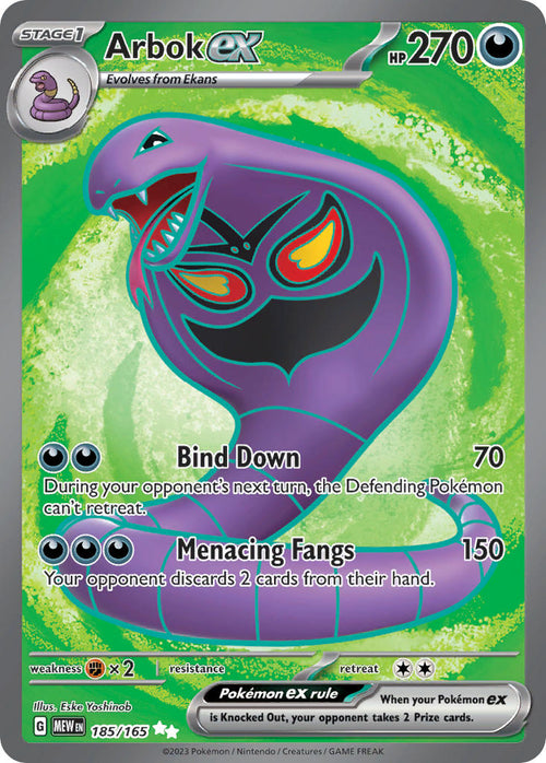 Arbok EX 185/165 Ultra Rare 151 Pokémon card