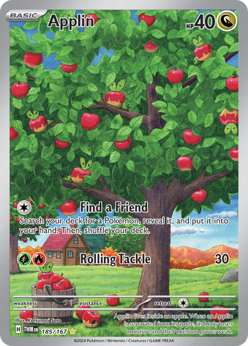 Applin 185/167 Illustration Rare Twilight Masquerade Pokémon card