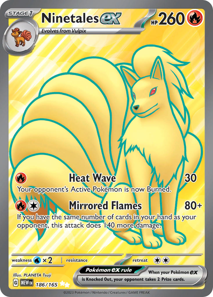 Ninetales EX 186/165 Ultra Rare 151 Pokémon card
