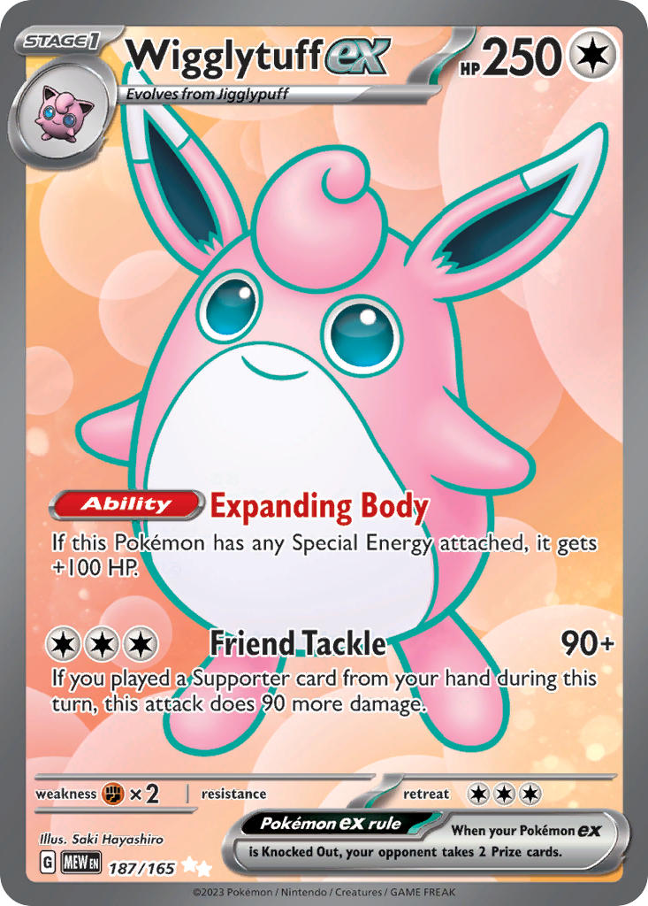 Wigglytuff EX 187/165 Ultra Rare 151 Pokémon card