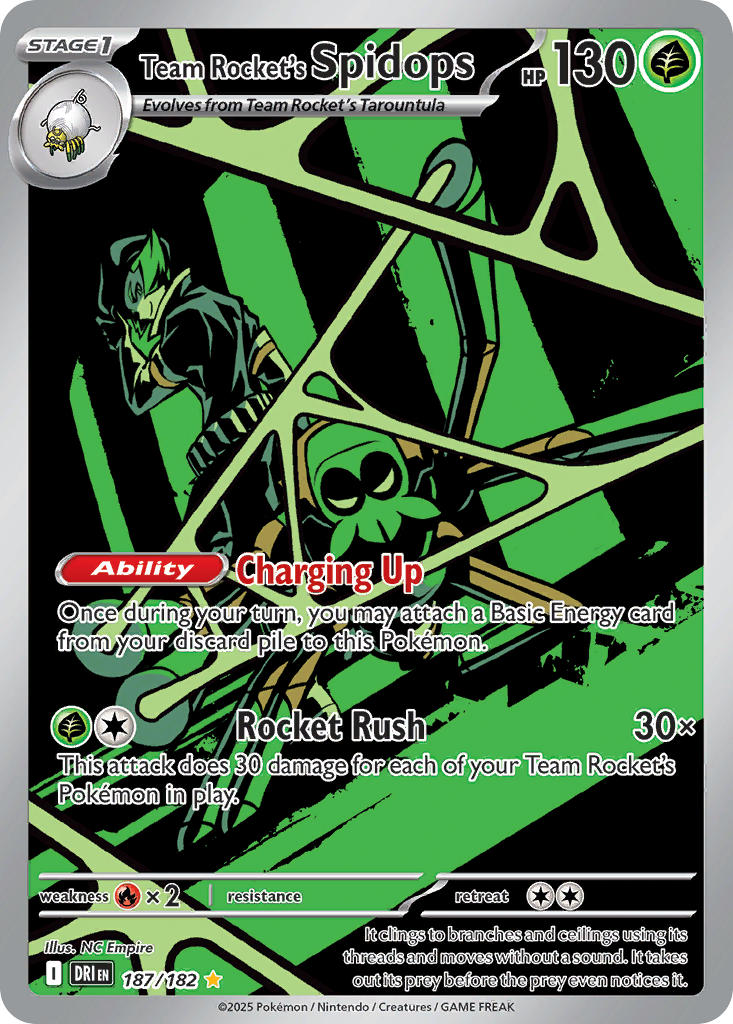 Team Rocket's Spidops 187/182 Illustration Rare Destined Rivals Pokémon card