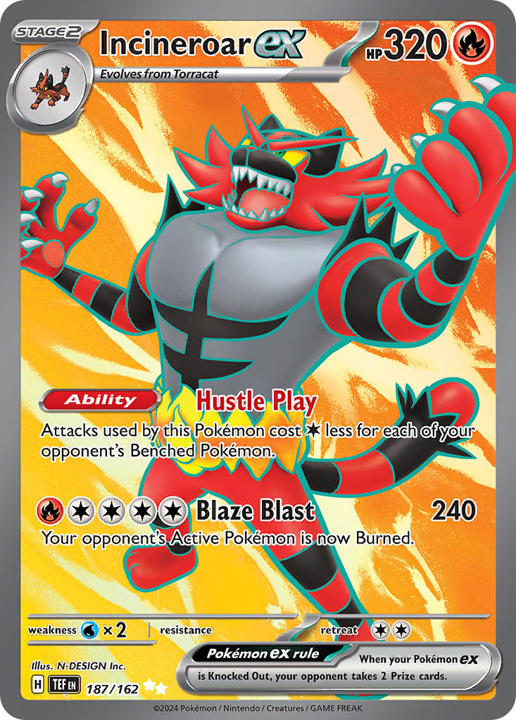 Incineroar EX 187/162 Ultra Rare Temporal Forces Pokémon card