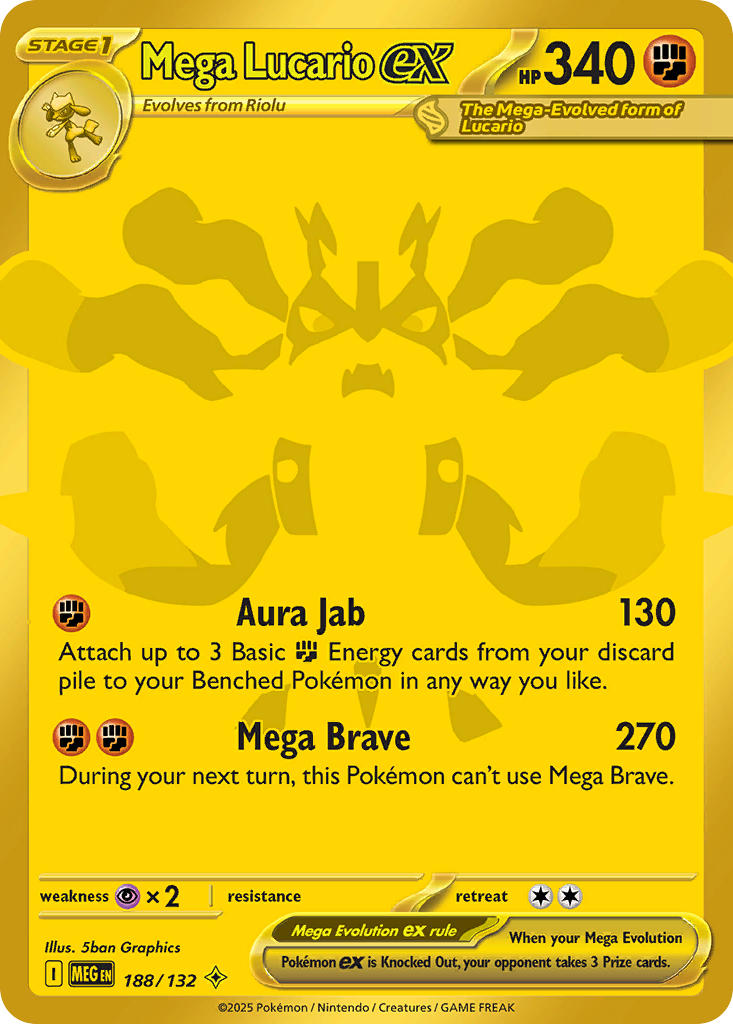 Mega Lucario EX 188/132 Mega Hyper Rare Mega Evolution Pokémon card