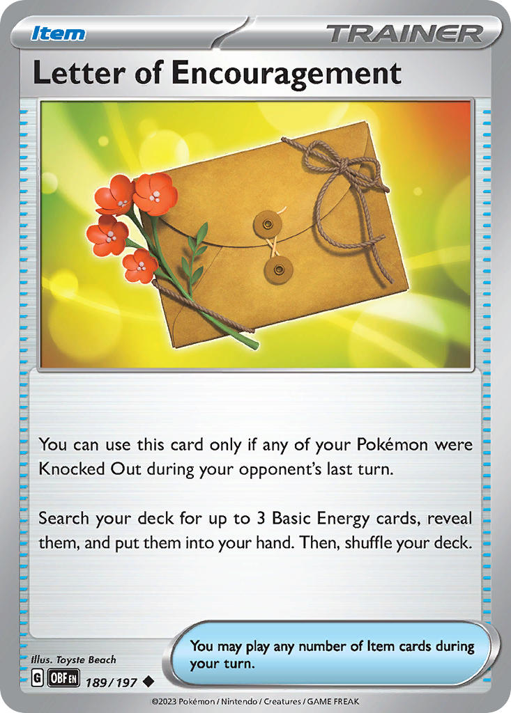 Letter of Encouragement 189/197 Uncommon Obsidian Flames Pokémon card