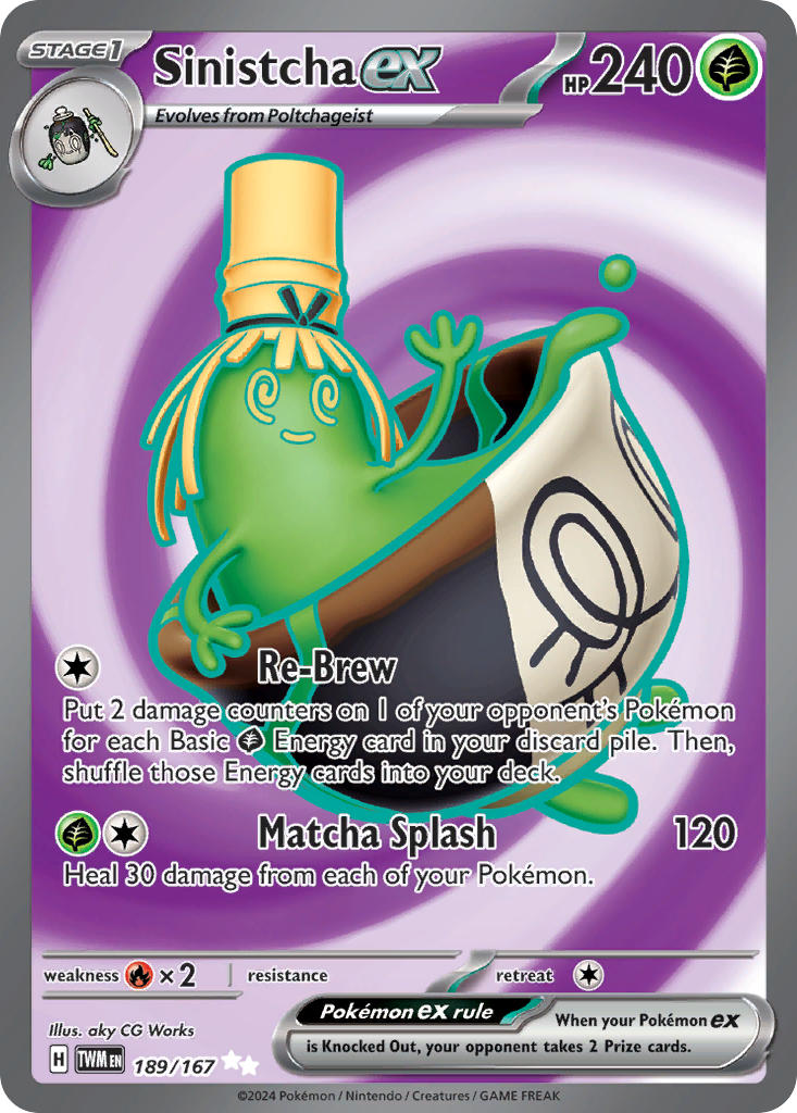 Sinistcha EX 189/167 Ultra Rare Twilight Masquerade Pokémon card