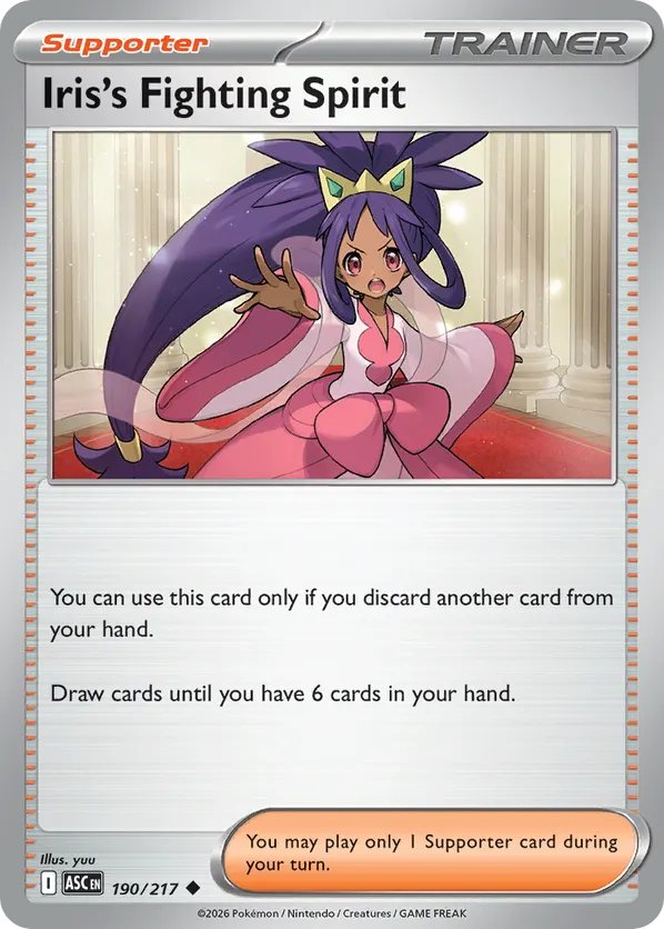 Iris's Fighting Spirit 190/217 Rare Ascended Heroes Pokémon card