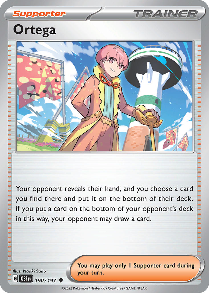 Ortega 190/197 Uncommon Obsidian Flames Pokémon card
