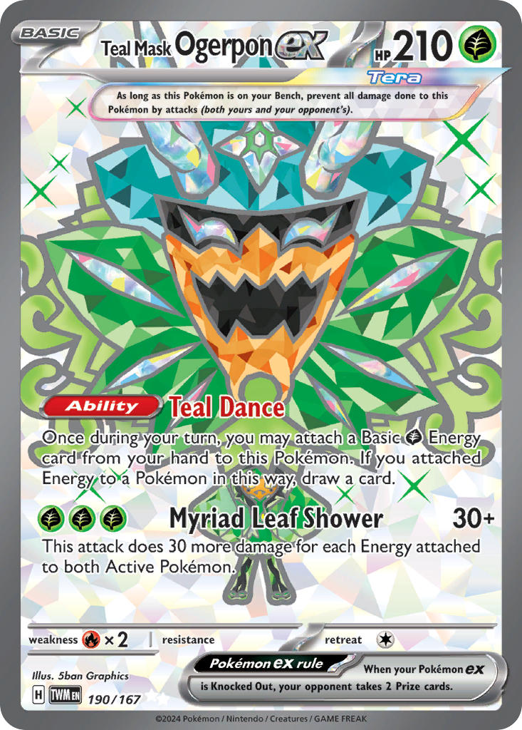 Teal Mask Ogerpon EX 190/167 Ultra Rare Twilight Masquerade Pokémon card