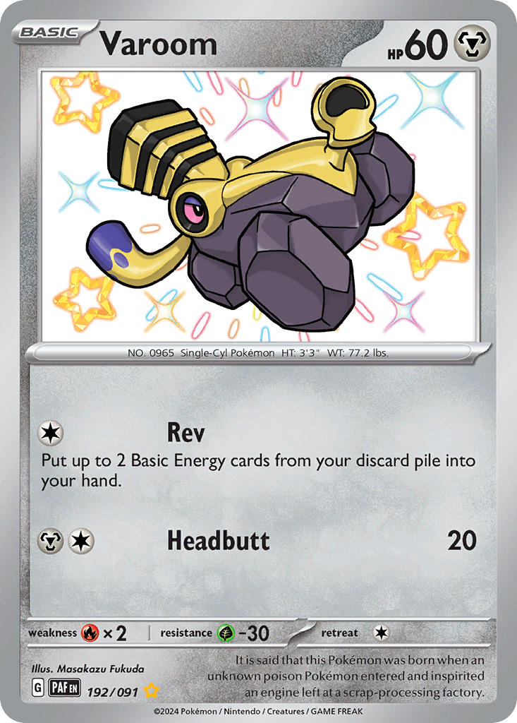Varoom 192/091 Shiny Rare Paldean Fates Pokémon card